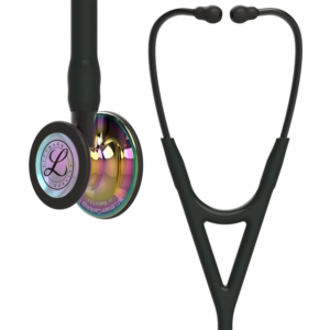 6240 3M Littmann Cardiology IV Diagnostic Stethoscope, Black and High-polish rainbow w/ Black Stem (27")