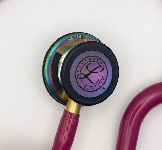 MIS-ENGRAVED 5806 3M Littmann Classic III Monitoring Stethoscope, Raspberry and Rainbow (27″), 5806-MIS3 - Image 2