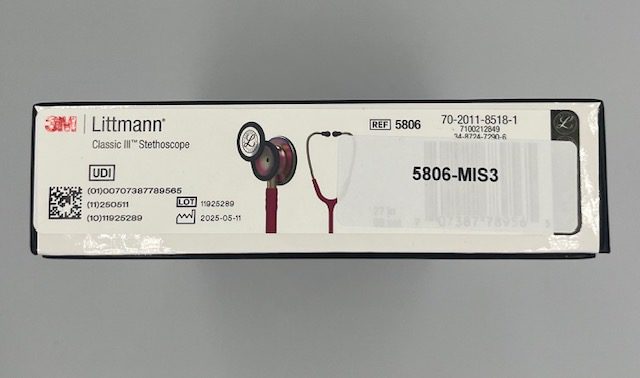 MIS-ENGRAVED 5806 3M Littmann Classic III Monitoring Stethoscope, Raspberry and Rainbow (27″), 5806-MIS3 - Image 3