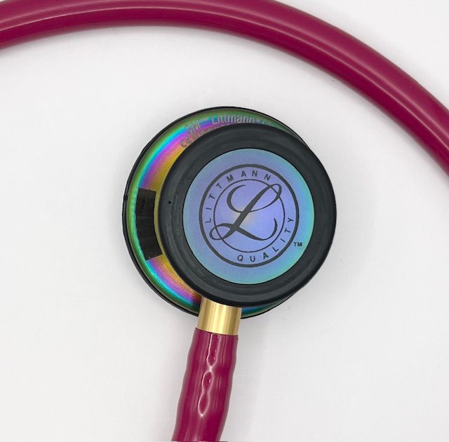 MIS-ENGRAVED 5806 3M Littmann Classic III Monitoring Stethoscope, Raspberry and Rainbow (27″), 5806-MIS1 - Image 2