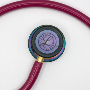 MIS-ENGRAVED 5806 3M Littmann Classic III Monitoring Stethoscope, Raspberry and Rainbow (27″), 5806-MIS2