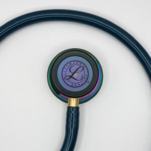 MIS-ENGRAVED 5807 3M Littmann Classic III Monitoring Stethoscope, Caribbean Blue and Rainbow (27″), 5807-MIS1