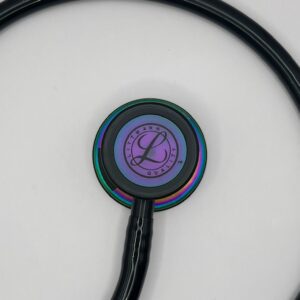 MIS-ENGRAVED 5870 3M Littmann Classic III Monitoring Stethoscope, Black and Rainbow (27″), 5870-MIS1