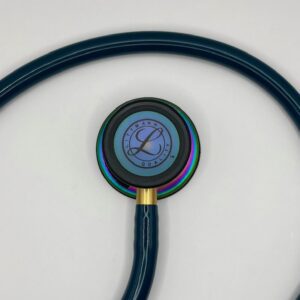 MIS-ENGRAVED 5807 3M Littmann Classic III Monitoring Stethoscope, Caribbean Blue and Rainbow (27″), 5807-MIS2