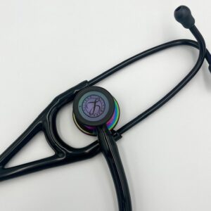 MIS-ENGRAVED 6165 3M Littmann Cardiology IV Diagnostic Stethoscope, Black and Rainbow (27″), 6165-MIS1