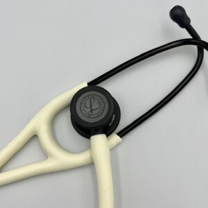 MIS-ENGRAVED 6186C 3M Littmann Cardiology IV Diagnostic Stethoscope, Black Matte-finish Chestpiece, Alabaster Tube (27″), 6186C-MIS1