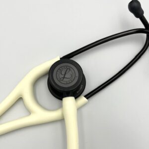 MIS-ENGRAVED 6186C 3M Littmann Cardiology IV Diagnostic Stethoscope, Black Matte-finish Chestpiece, Alabaster Tube (27″), 6186C-MIS2