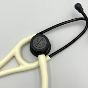 MIS-ENGRAVED 6186C 3M Littmann Cardiology IV Diagnostic Stethoscope, Black Matte-finish Chestpiece, Alabaster Tube (27″), 6186C-MIS3