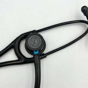 MIS-ENGRAVED 6201 3M Littmann Cardiology IV Diagnostic Stethoscope, Black and Black w/Blue Stem (27″), 6201-MIS1