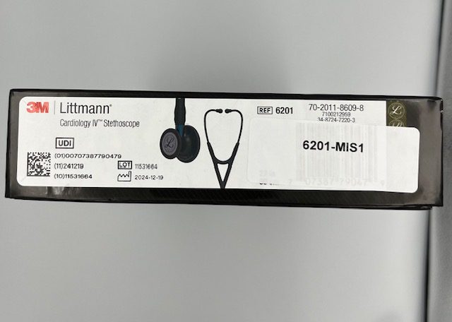 MIS-ENGRAVED 6201 3M Littmann Cardiology IV Diagnostic Stethoscope, Black and Black w/Blue Stem (27″), 6201-MIS1 - Image 3