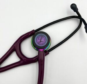 Mis-Engraved 6205 3M Littmann Cardiology IV Diagnostic Stethoscope, Plum and Rainbow-Finish w/Violet Stem (27″), 6205-MIS1