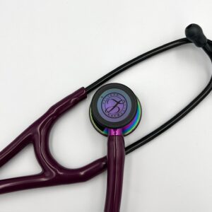 MIS-ENGRAVED 6205 3M Littmann Cardiology IV Diagnostic Stethoscope, Plum and Rainbow-Finish w/Violet Stem (27″), 6205-MIS2