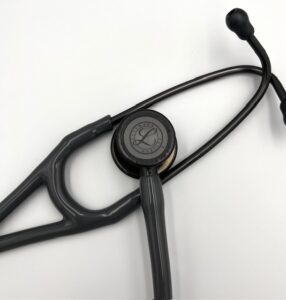 Mis-Engraved 6238 3M Littmann Cardiology IV Diagnostic Stethoscope, Caribbean Blue and High-Polish Smoke w/Mirror Stem (27″), 6238-MIS1