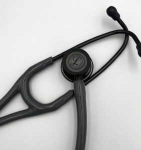 Mis-Engraved 6238 3M Littmann Cardiology IV Diagnostic Stethoscope, Caribbean Blue and High-Polish Smoke w/Mirror Stem (27″), 6238-MIS2