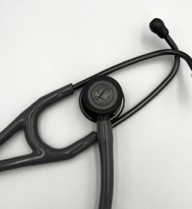 Mis-Engraved 6238 3M Littmann Cardiology IV Diagnostic Stethoscope, Caribbean Blue and High-Polish Smoke w/Mirror Stem (27″), 6238-MIS3