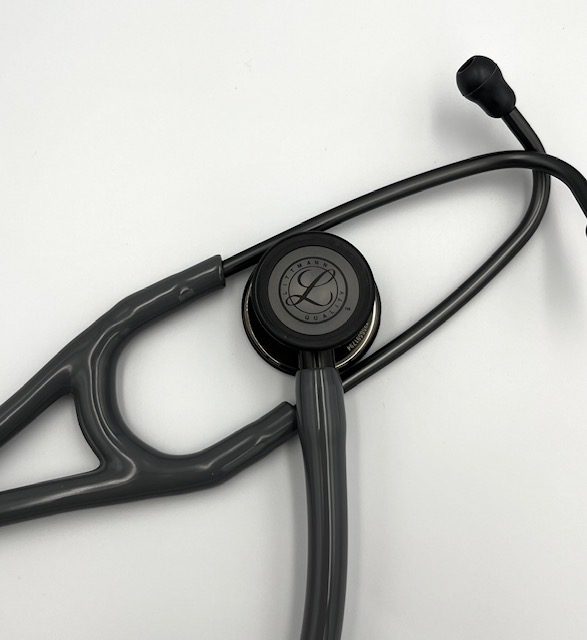 MIS-ENGRAVED 6238 3M Littmann Cardiology IV Diagnostic Stethoscope, Caribbean Blue and High-Polish Smoke w/Mirror Stem (27″), 6238-MIS3