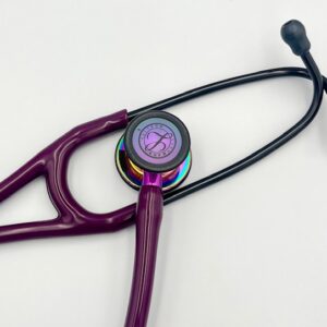 MIS-ENGRAVED 6239 3M Littmann Cardiology IV Diagnostic Stethoscope, Plum and High Polish Rainbow w/Violet (27″), 6239-MIS1