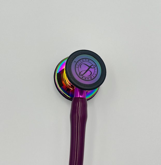 MIS-ENGRAVED 6239 3M Littmann Cardiology IV Diagnostic Stethoscope, Plum and High Polish Rainbow w/Violet (27″), 6239-MIS1 - Image 2
