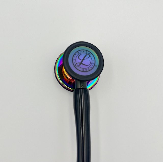MIS-ENGRAVED 6240 3M Littmann Cardiology IV Diagnostic Stethoscope, Black and High-polish rainbow w/ Black Stem (27″), 6240-MIS2 - Image 2