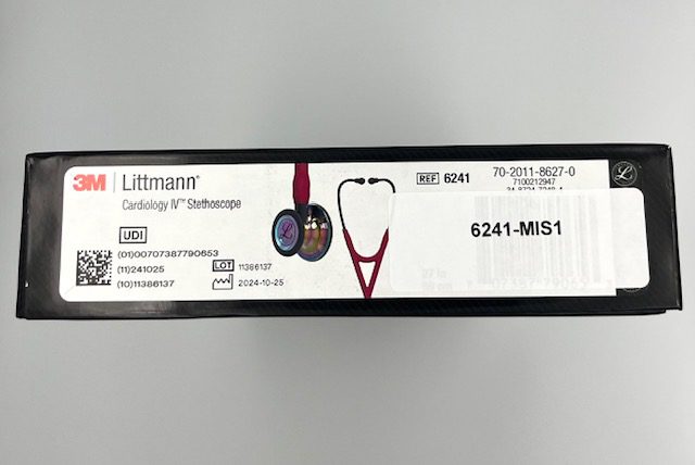 MIS-ENGRAVED 6241 3M Littmann Cardiology IV Diagnostic Stethoscope, Raspberry and High-Polish Rainbow w/ Smoke Stem (27″), 6241-MIS1 - Image 3