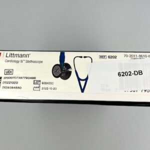 DAMAGED BOX 6202 3M Littmann Cardiology IV Diagnostic Stethoscope, Navy and High Polish Smoke w/Blue Stem (27″), 6202-DB